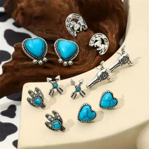 Kolczyki westernowe TURQUOISE - WYSYŁKA 48H