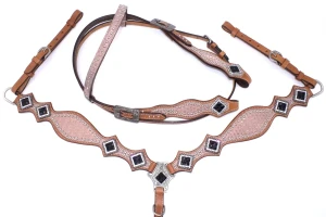 Zestaw westernowy ogłowie + napierśnik  PINK SHOW