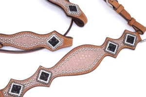 Zestaw westernowy ogłowie + napierśnik  PINK SHOW