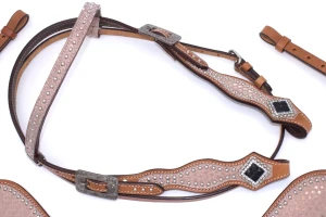 Zestaw westernowy ogłowie + napierśnik  PINK SHOW