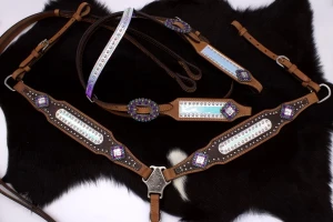 Zestaw westernowy ogłowie + napierśnik  BLUE SKY