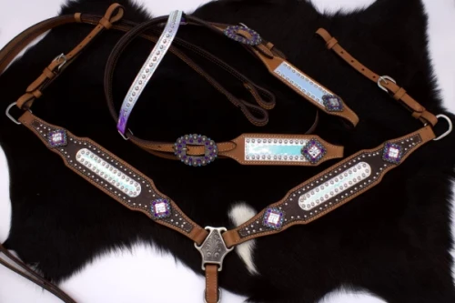 Zestaw westernowy ogłowie + napierśnik  BLUE SKY