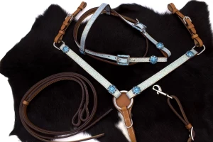 Zestaw westernowy ogłowie + napierśnik TURKUS PONY