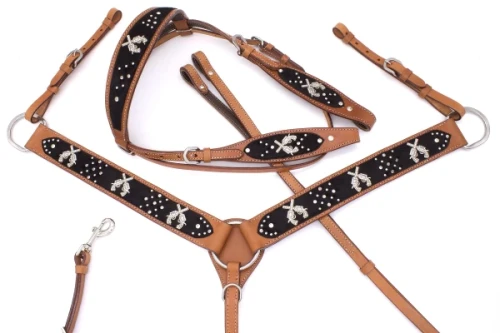 Zestaw westernowy ogłowie + napierśnik  PISTOLEN