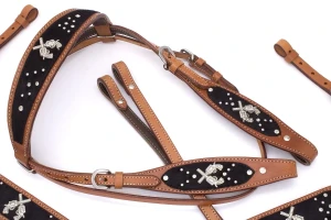 Zestaw westernowy ogłowie + napierśnik  PISTOLEN