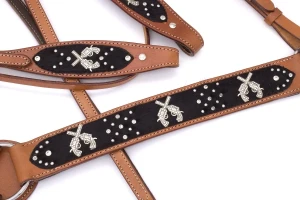 Zestaw westernowy ogłowie + napierśnik  PISTOLEN