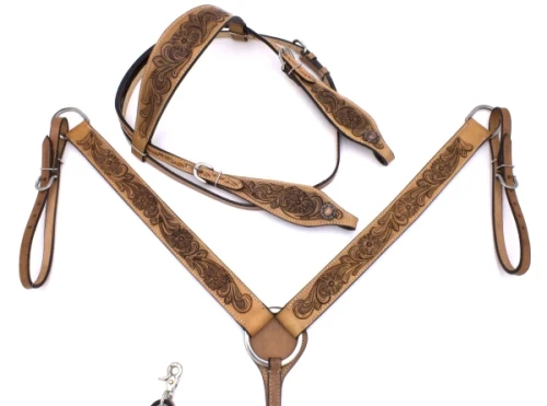 Zestaw westernowy ogłowie + napierśnik FLOWER