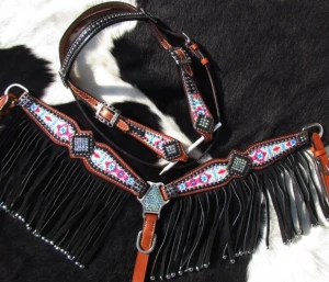 Zestaw westernowy ogłowie + napierśnik  PONY PINK