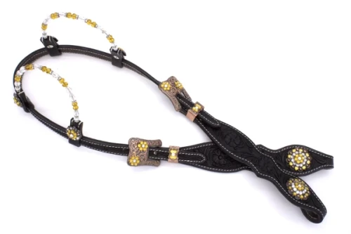 Ogłowie westernowe skórzane na dwa ucha