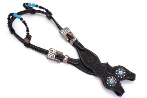 Ogłowie westernowe skórzane na dwa ucha