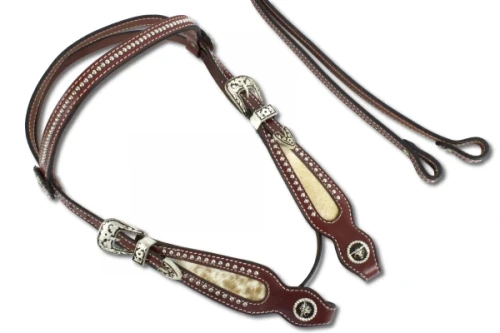 Ogłowie westernowe skórzane z wodzami