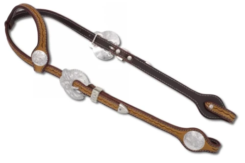 Ogłowie westernowe skórzane na jedno ucho