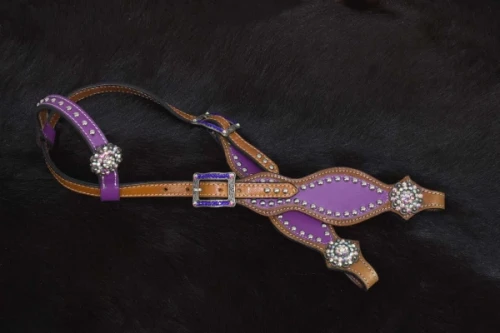 Ogłowie westernowe skórzane na jedno ucho