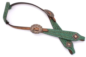 Ogłowie westernowe skórzane na jedno ucho z wodzami