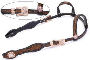 Ogłowie westernowe skórzane na dwa ucha