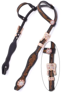 Ogłowie westernowe skórzane na dwa ucha