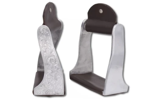 Strzemiona westernowe aluminiowe skręcone zdobione grawerem