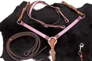 Zestaw westernowy ogłowie + napierśnik PINK STRASS PONY - WYSYŁKA 48H
