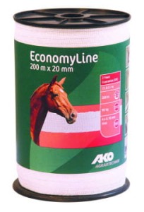 Taśma ogrodzeniowa ECONOMY 200 m x 20 mm, biała, AKO