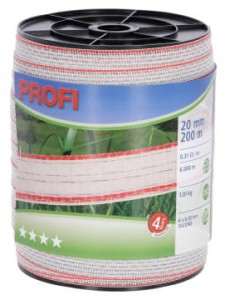Taśma ogrodzeniowa PROFI, 200m x 20mm, biało-czerwona, Kerbl