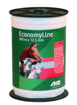 Taśma ogrodzeniowa ECONOMY, 200m x 12,5mm, biała, Kerbl