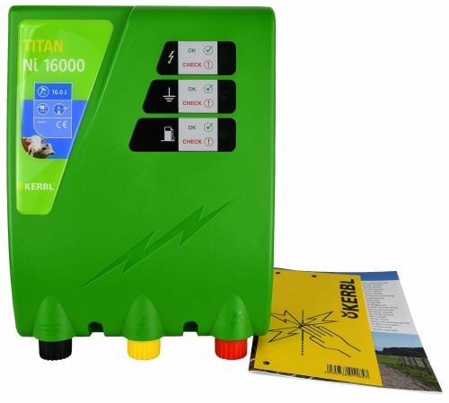 Elektryzator sieciowy TITAN Ni 16000, na dziki, dla koni, byków, bydła, owiec i kóz, 16 J, Kerbl