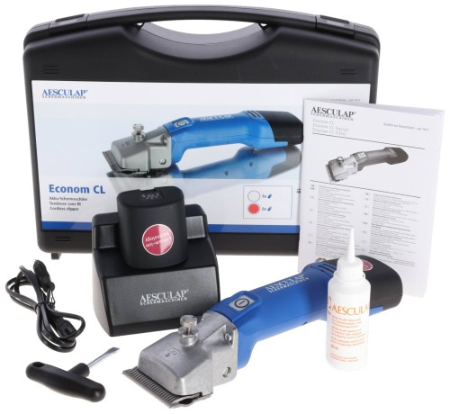Maszynka do strzyżenia koni i bydła Econom CL, 2 akumulatory, niebieski, Aesculap