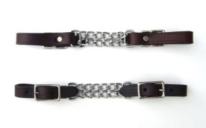 "BCL"  Pasek do wędzidła z łańcuszkiem  5/8'' - skóra olejowana 