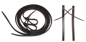 Wodze westernowe skórzane 5/8" -  220 cm - przeszywane 