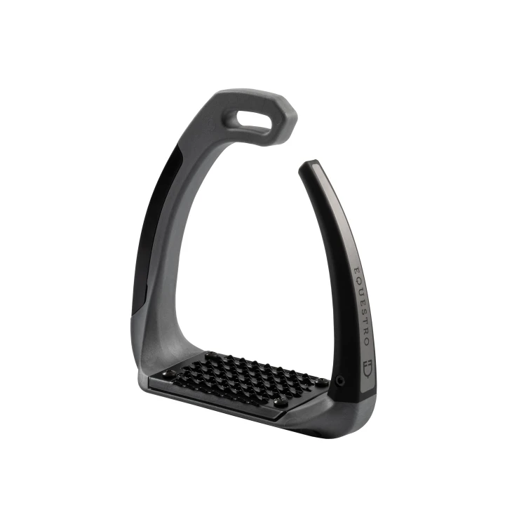 Bezpieczne strzemiona młodzieżowe 10cm Equestro grey black.jpg