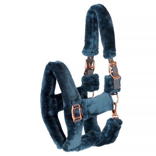 Kantar z futrem dla konia START Teddy RoseGold szary