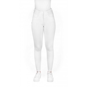 EquiTheme Bryczesy damskie z pełnym lejem - białe