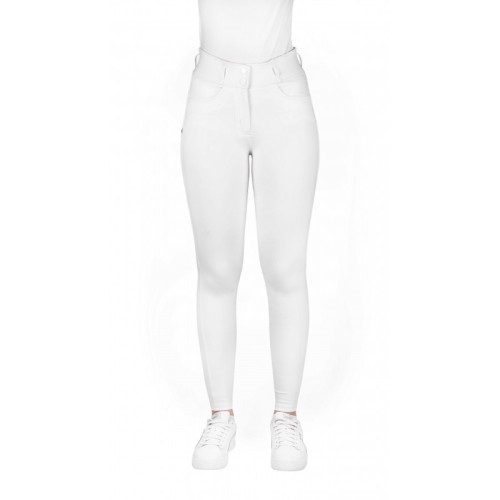 EquiTheme Bryczesy damskie z pełnym lejem - białe