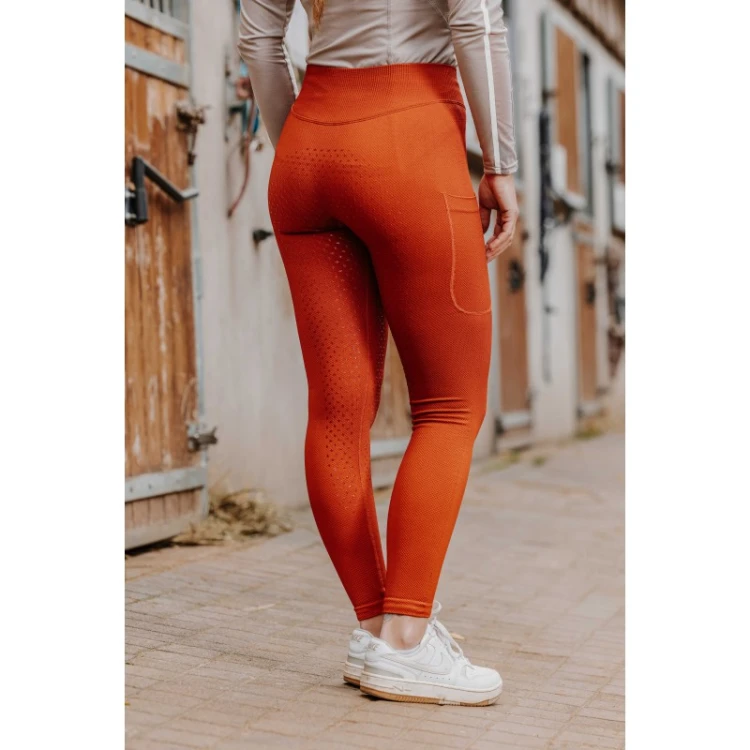 EquiTheme Bryczesy damskie legginsy - pomarańczowe sklep jeździecki zdrowy koń.jpg