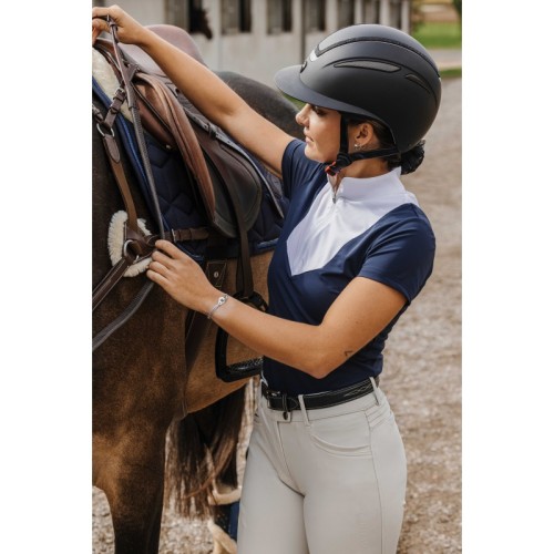 Bluzka konkursowa dmaksa z krótkim rękawem EquiTheme Tokyo - granatowa