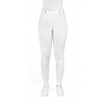 Legginsy jeździeckie z pełnym lejem silikonowym EquiTheme Alize - białe