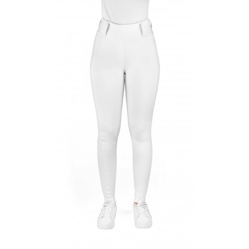 Legginsy jeździeckie z pełnym lejem silikonowym EquiTheme Alize - białe
