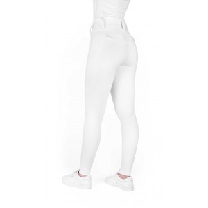 Legginsy jeździeckie z pełnym lejem silikonowym EquiTheme Alize - białe