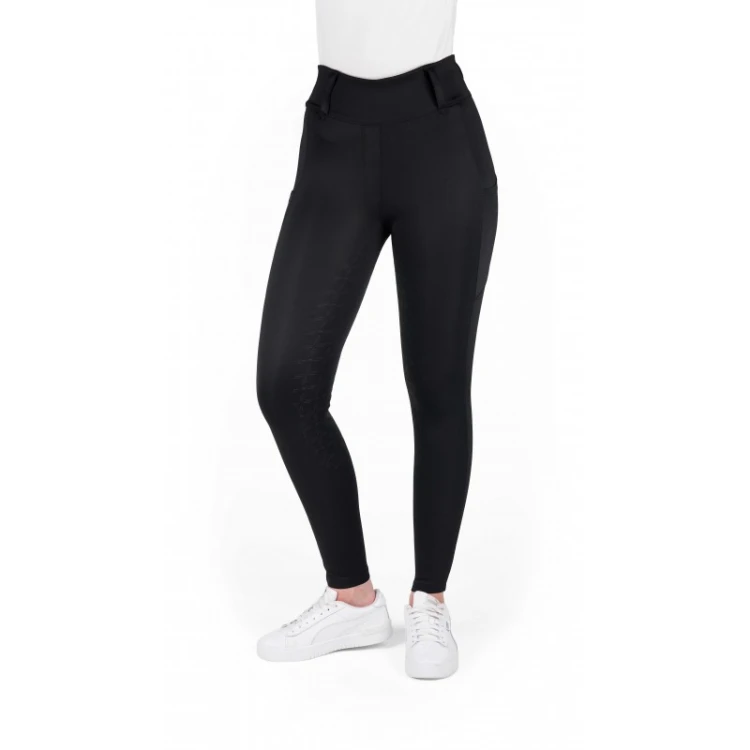 Legginsy jeździeckie z pełnym lejem silikonowym EquiTheme Alize - czarne 3.jpg