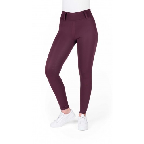 Legginsy jeździeckie z pełnym lejem silikonowym EquiTheme Alize - bordowe 3.jpg