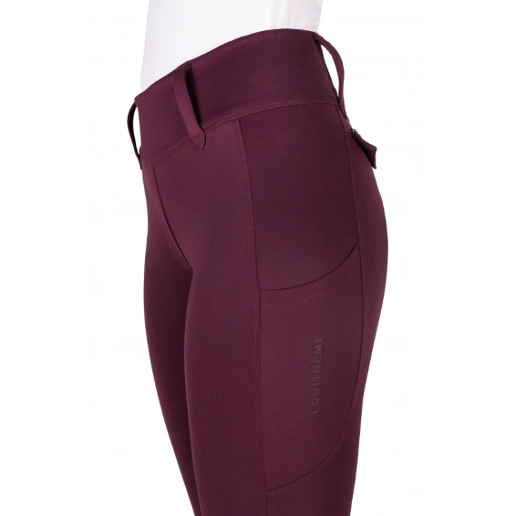Legginsy jeździeckie z pełnym lejem silikonowym EquiTheme Alize - bordowe 1.jpg