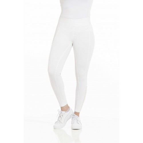 Legginsy jeździeckie z pełnym lejem silikonowym Brigitte - białe