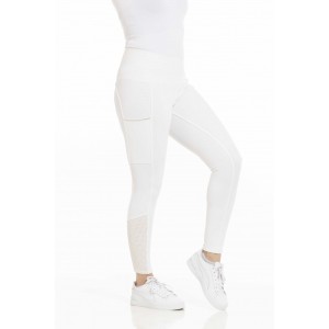 Legginsy jeździeckie z pełnym lejem silikonowym Brigitte - białe