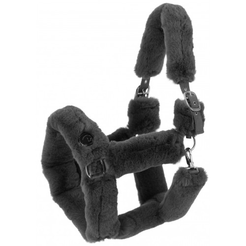 Kantar obszywany misiem Equitheme Je t'aime - szary