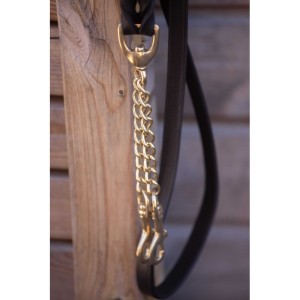Uwiąz skórzany z uwiązem 2,25m - czarny