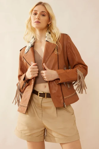 Damska kurtka westernowa ze skóry jagnięcej Phoenix Fringed 5.webp