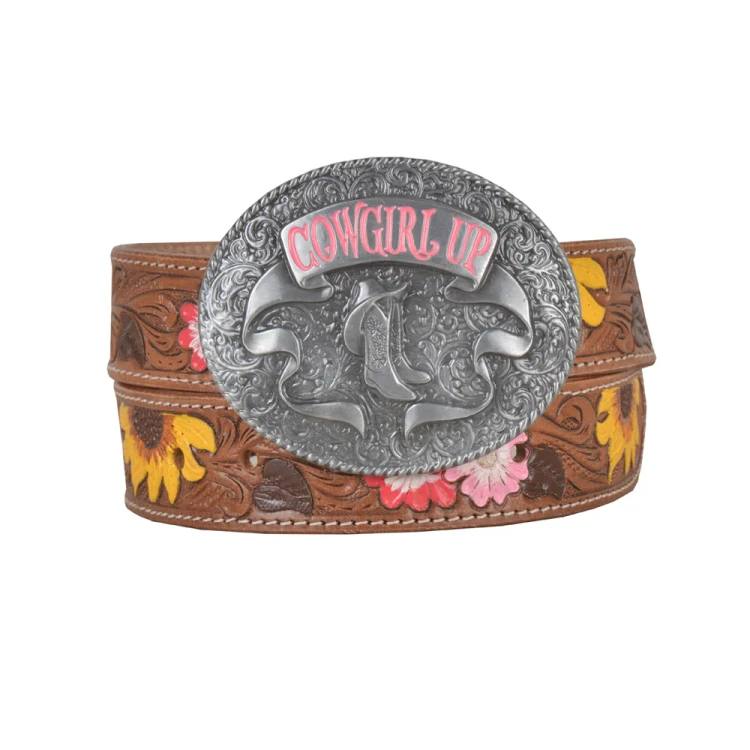 Skórzany pasek do spodni westernowy MYRA Bouquet HandTooled 3.webp