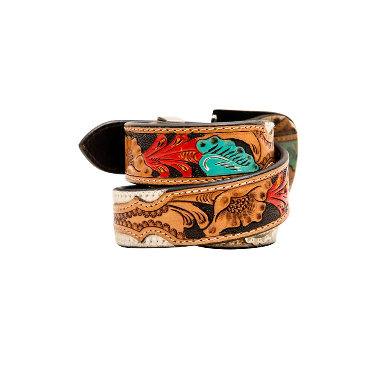 Skórzany pasek do spodni westernowy MYRA Cummerband Hand-Tooled 4.webp