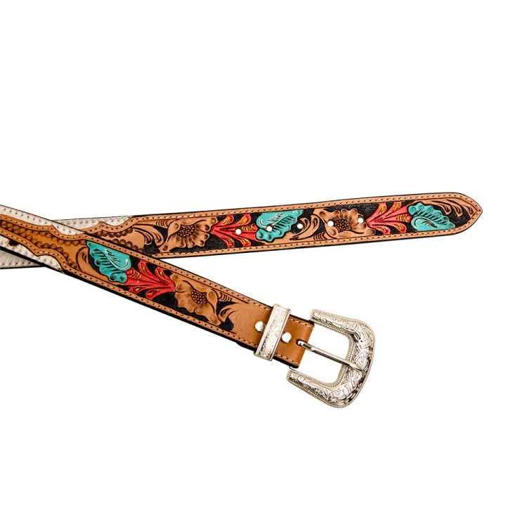 Skórzany pasek do spodni westernowy MYRA Cummerband Hand-Tooled 1.webp