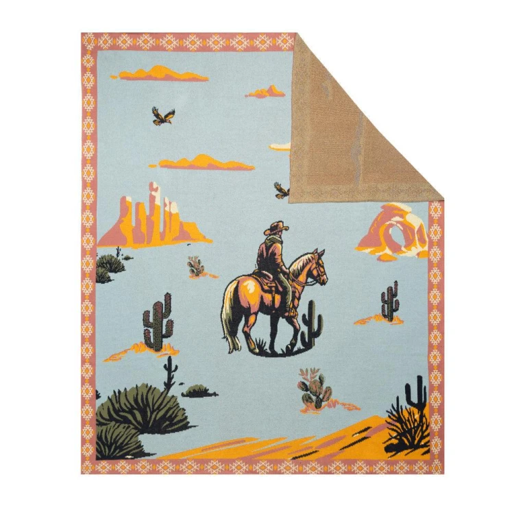 Koc westernowy bawełniany MYRA Lone Bronco Rider Throw 50x60cm 2.jpg